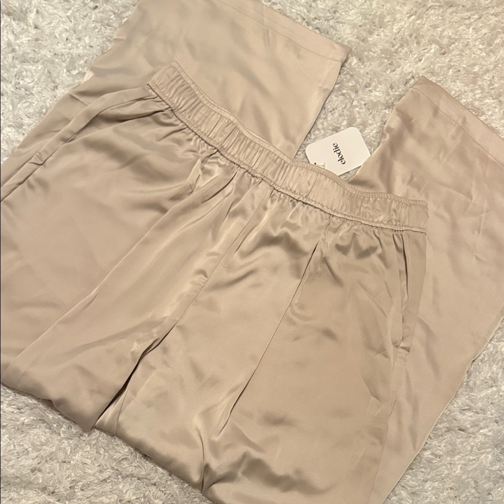 Elodie Elegant Cream Silky Pants size XL NWT